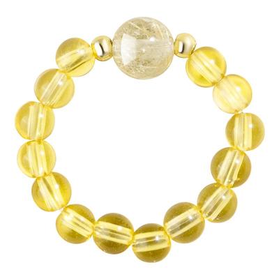 五台山黄水晶黄发晶转运珠戒指女