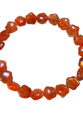 天然爆闪金太阳星星雕刻手链长石