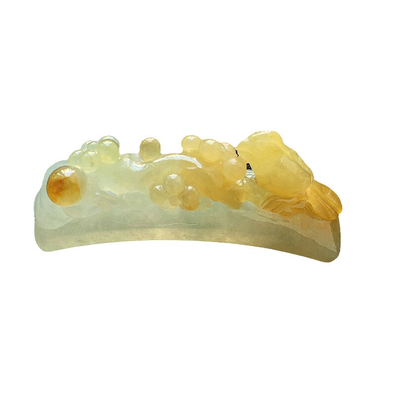 缅甸翡翠冰种黄翡喜上眉梢手牌