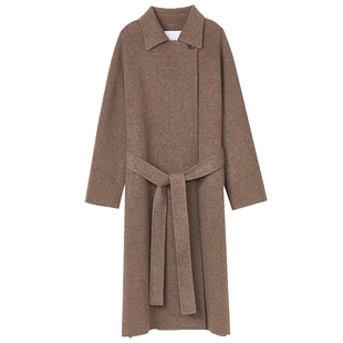 【羊驼毛】LANCY/朗姿2025冬新款老钱风双面呢翻领长款大衣外套女