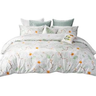 Natural Home/自然怡家床上用品纯棉四件套花卉80支贡缎床品抗菌