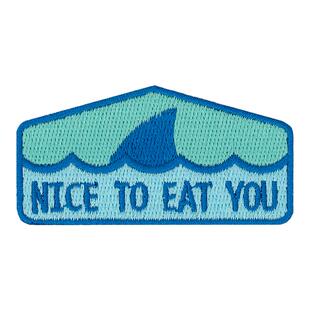 鲨鱼标语刺绣补丁贴魔术贴创意羽绒衣服饰品装饰高质量背胶贴布贴