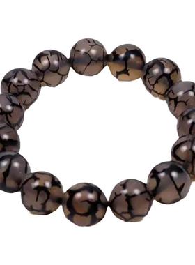 天珠手串天然玉石龙纹白黑玛瑙玉髓男女玉珠手链西藏文玩佛珠天眼