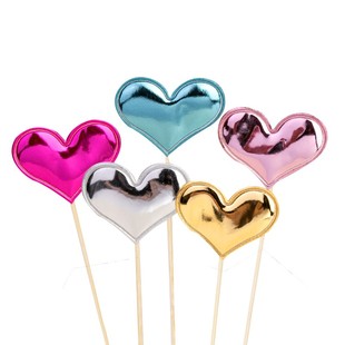 生日快乐蛋糕装饰插牌网红亮面pu五角星爱心星星皇冠蛋糕插件配件