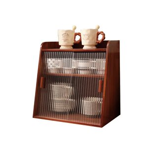 桌面茶杯水杯收纳盒防尘客厅咖啡杯置物架实木储物柜马克杯架复古