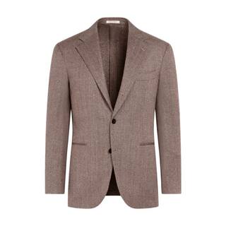 SUITSUPPLY-粉色羊毛混纺人字纹商务休闲西装上衣外套