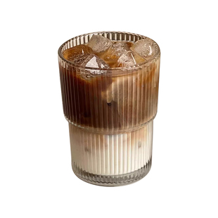 Mintrain英国杯具透明玻璃杯竖条纹带盖带吸管水杯家用轻奢丨透瑕