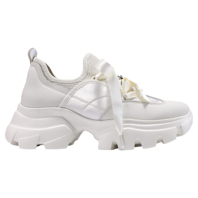 fed白色厚底鞋秋季新款女鞋丝带老爹鞋运动休闲鞋S0828-YAB881