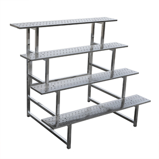 不锈钢花架阶梯式置物架阳台室内铁艺室外多肉花盆架户外多层防腐