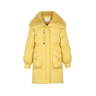 郁香菲羊羔毛翻领羽绒服女冬季通勤时尚保暖鹅绒加厚中长款外套