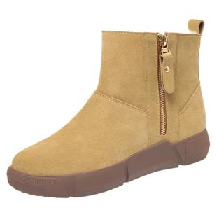 皮毛一体雪地靴女款冬季加绒加厚靴子防滑真皮羊毛短靴东北大棉鞋