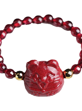 原创手作晶战女朱砂民族风戒指