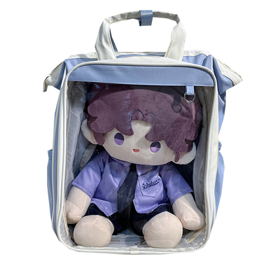 大容量学院风百搭学生双肩书包透明扎谷吧唧痛包少女漫展40cm娃包