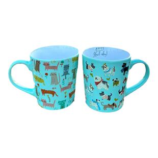 狗狗杯子淡蓝色猫狗卡通动物马克杯咖啡杯大容量陶瓷水杯牛奶杯