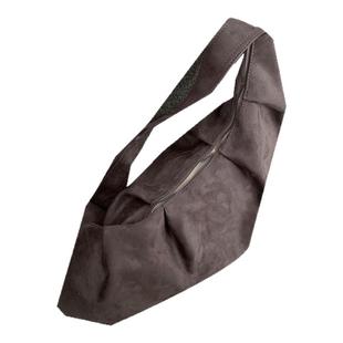 YUEN高级感大容量复古单肩斜挎时髦饺子挎包男女日系可颂牛角包潮