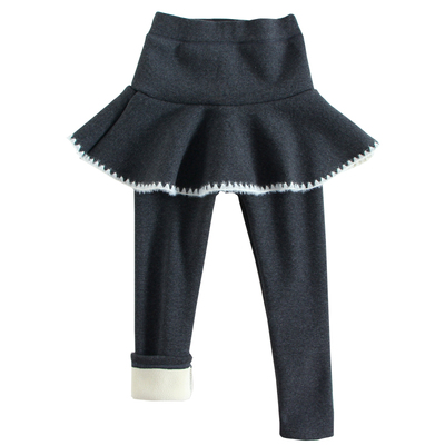 女童裤子加绒裙裤假两件加厚长裤