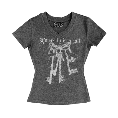 Godsplan*上帝计划V领收腰短袖