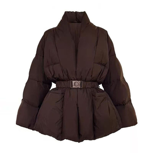 新中式收腰羽绒服女款冬季设计感国风小个子保暖外套白鸭绒高级感