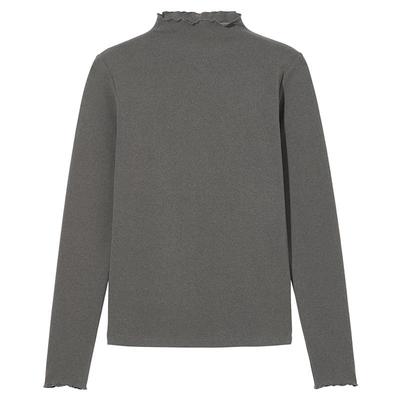 热风2025年新款女士花边领长袖T