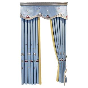 儿童房汽车刺绣窗帘新款男孩加厚卡通遮光拼接房间卧室飘窗定制