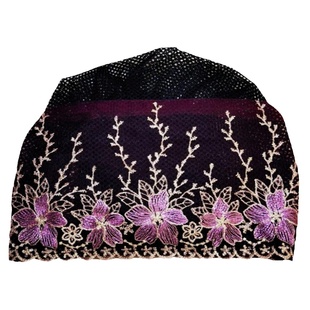 新款花朵刺绣洋气蕾丝盘花包头帽妈妈透气遮白发帽爆款百搭时尚女