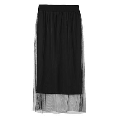 s.deer松紧网纱拼接半身裙