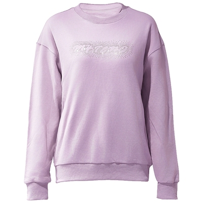 马天奴紫色烫钻字母纯棉卫衣