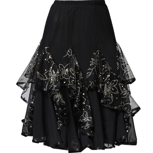 新款摩登舞半身裙华尔兹探戈恰恰演出服国标舞蹈表演服女成人