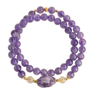 五台山天然紫水晶金发晶双圈手串