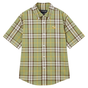 【100%棉】eland kids衣恋童装男童衬衫夏季复古学院风格子短袖