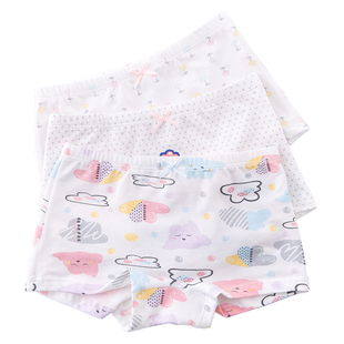 顶呱呱儿童内裤纯棉女童三角内裤宝宝卡通印花平角短裤三条顶瓜瓜