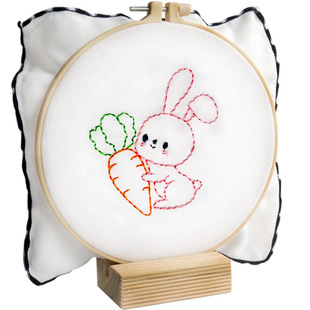 送底座送绣绷幼儿园劳动技能课手帕简单儿童刺绣diy材料包塑料针