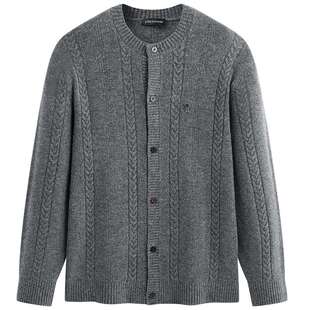 太平鸟男装 时尚毛衣男士绞花纹理开衫纯色潮流休闲毛衫 当季热卖