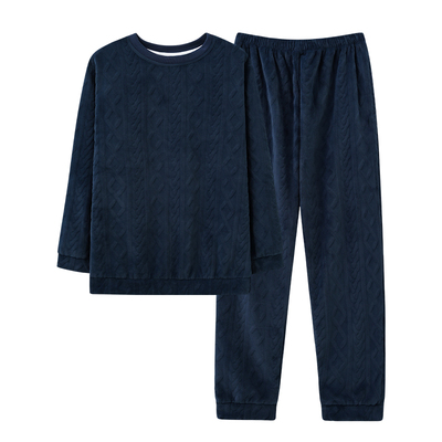 秋冬季睡衣男士珊瑚绒加绒简约