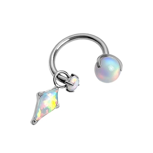 医用材质F136钛合金气质款养耳洞马蹄环耳环爆闪澳宝菱形吊坠耳钉