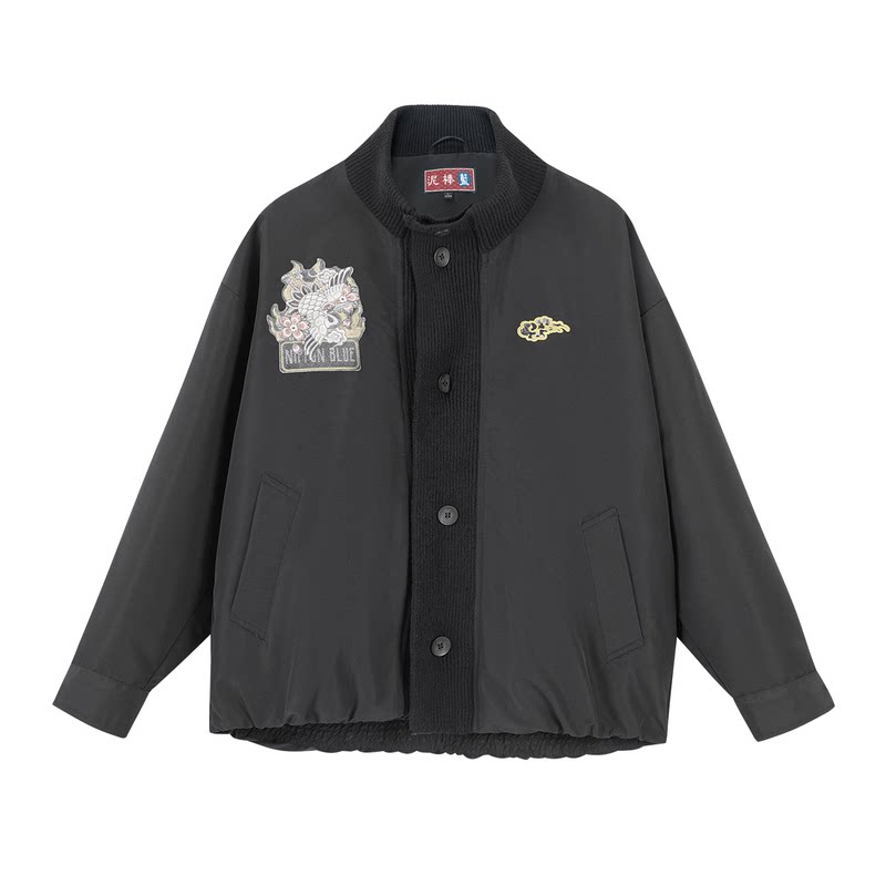 ONIARAI/鬼洗26秋泥棒蓝火之鹤刺绣立领羽绒服男式休闲 N340282