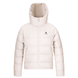 骆驼女装鹅绒服2025新款冬季抗寒保暖轻薄连帽短款排骨羽绒服外套