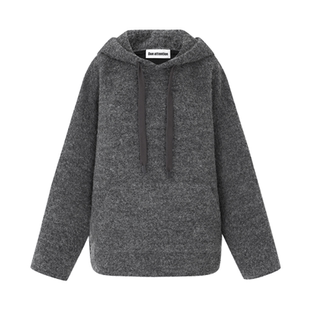 【往季特卖】DUE ATTENTION 大廓形男女同款套头连帽灰色羊毛卫衣