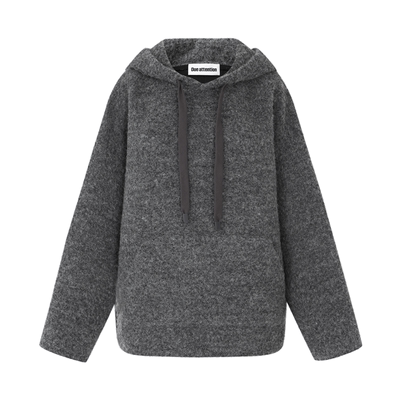 【往季特卖】DUE ATTENTION 大廓形男女同款套头连帽灰色羊毛卫衣