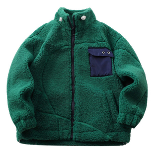 男童双面绒外套2025秋冬新款儿童加厚保暖高领羊羔毛防风棉衣时尚