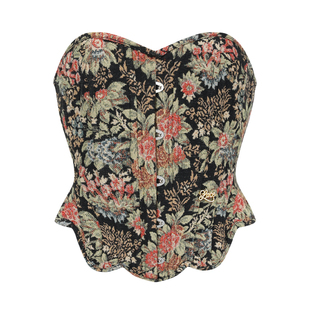 LaceMade 花与镜 法式宫廷古典提花鱼骨胸衣缎面复古半裙套装秋季