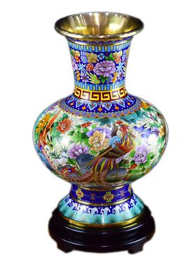 北京珐琅景泰蓝15寸百鸟朝凤花瓶