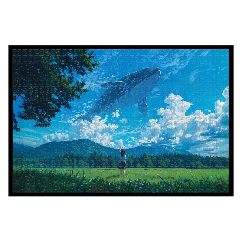 拼图【蓝鲸】风景插画1000/500/300片高清木质益智减压装饰礼物