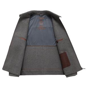 啄木鸟男士双面呢子大衣爸爸秋冬短款羊绒中年夹克休闲毛呢外套潮