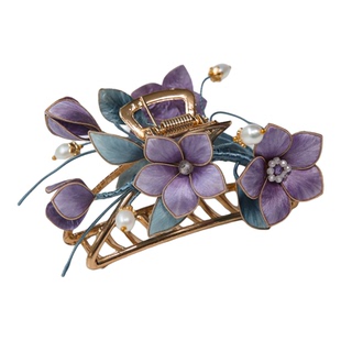 繁花入梦丨原创非遗绒花抓夹金属掐丝发夹后脑勺鲨鱼夹头饰发饰