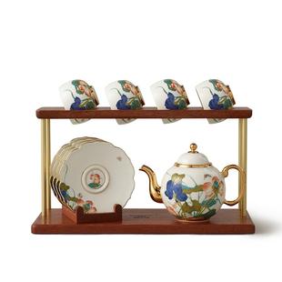 永丰源幸福和鸣10头茶具套装 陶瓷茶杯不含木架