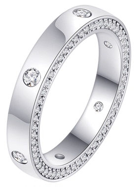 轻奢排钻戒指S925纯银指环新款时尚潮同款饰品欧美高级感气质饰品