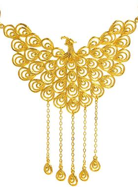 薄款新娘结婚金项链铜女龙凤手镯