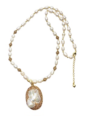 套装天然巴洛克珍珠项链自然形状