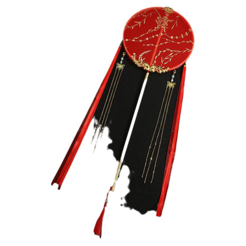 古风长柄飘带流苏汉服拍照扇子